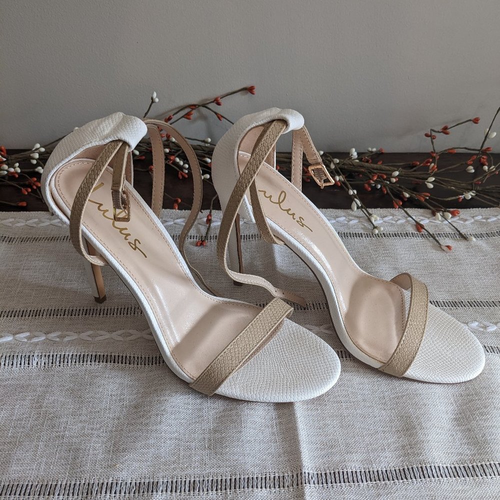 NWOT: Lulus White and Nude Stiletto Heels